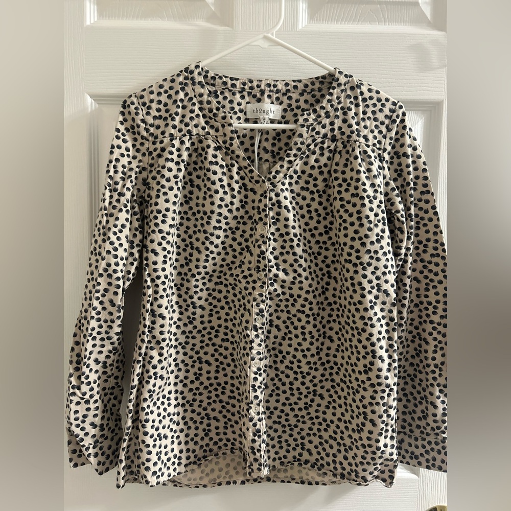 Thought button up cotton blend blouse size 8 NWOT